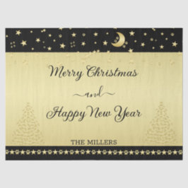 Gold glänzende Weihnachtssterne, Pfoten auf Gold u Seidenpapier