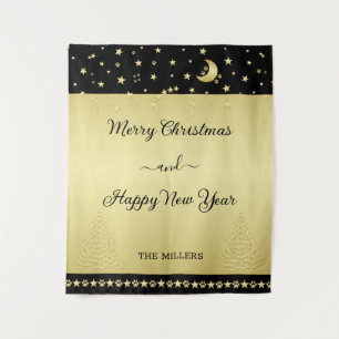 Gold glänzende Weihnachtssterne, Pfoten auf Gold u Wandteppich