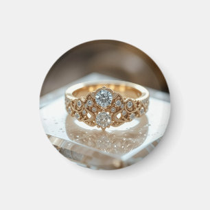 gold glänzender Diamantring Magnet