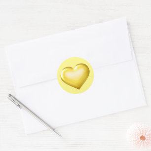 Gold Glass Heart Runder Aufkleber
