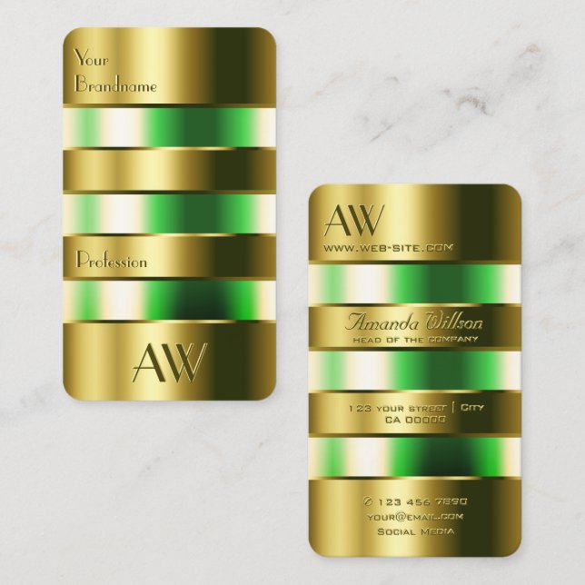 Gold Glass Tank Optics Grüne Flüssigkeiten mit Ini Visitenkarte (Vorne/Hinten)