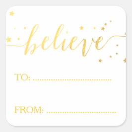 Gold Glaube Hand geschrieben | Feiertagsgeschenk-T Quadratischer Aufkleber