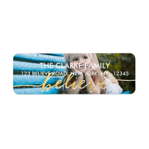Gold glauben Holiday Foto Address Label