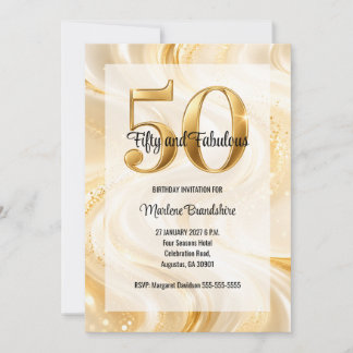 Gold Glimmer Swirl 50. und Fantastischer Geburtsta Einladung