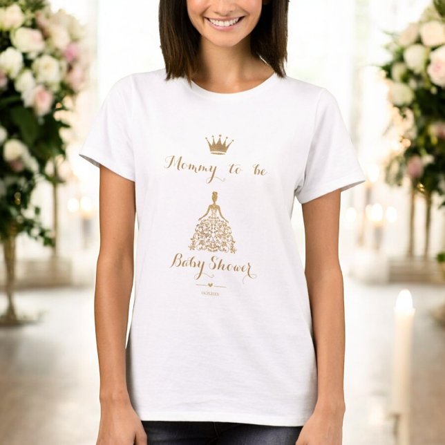 Gold Gliter Princess Baby Shower Mommy zu sein T-Shirt (Von Creator hochgeladen)