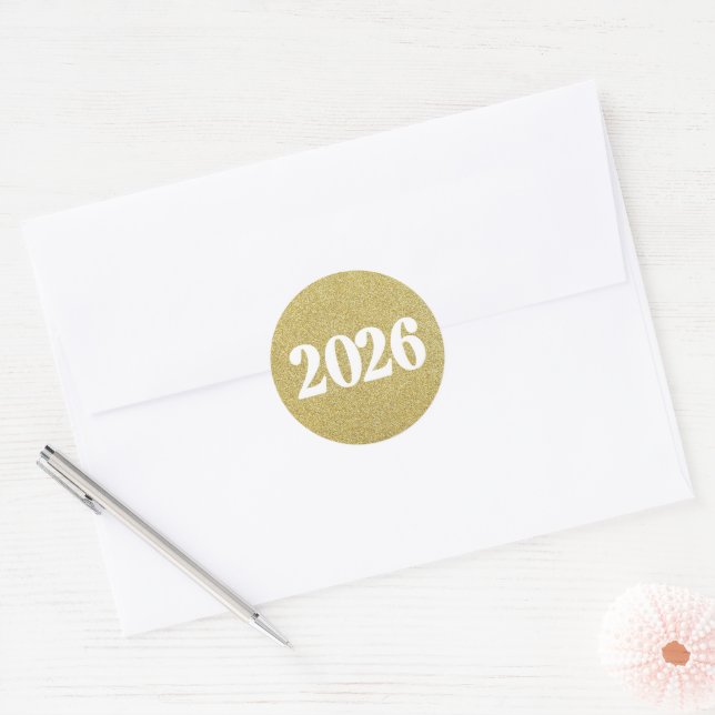 Gold Glitter 2026 Aufkleber  (Umschlag)