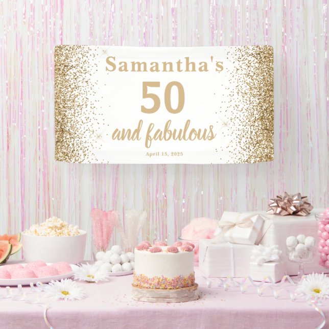 Gold Glitter 50. Geburtstag  Banner (Party)