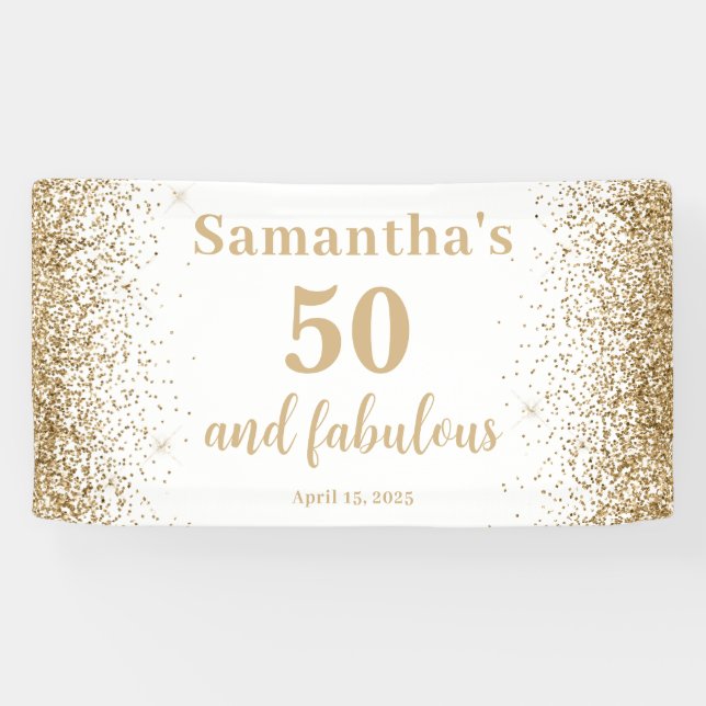 Gold Glitter 50. Geburtstag  Banner (Horizontal)