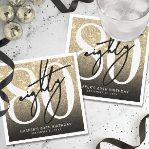 Gold Glitter 80. Geburtstagsfeier Serviette