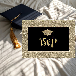 Gold Glitter Abschlusskappe Abschlussfeier RSVP Karte