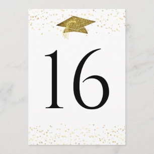 Gold Glitter-Abschlussparty-Tischnummernschild Einladung