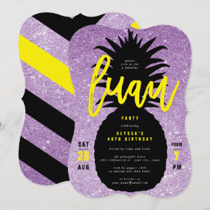 Gold Glitter Ananas Luau Geburtstagseinladung Einladung