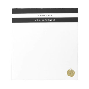 Gold Glitter Apfel Personalisiertes Notizbuch fü Notizblock