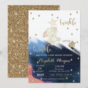 Gold Glitter Bär Baby Shower Funkelnder Kleiner St Einladung