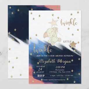 Gold Glitter Bär Funkelnd Kleiner Stern Babyparty Einladung