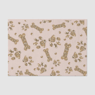 Gold Glitter Beige Rouge Pfoten Knochen Hundewelpe Seidenpapier