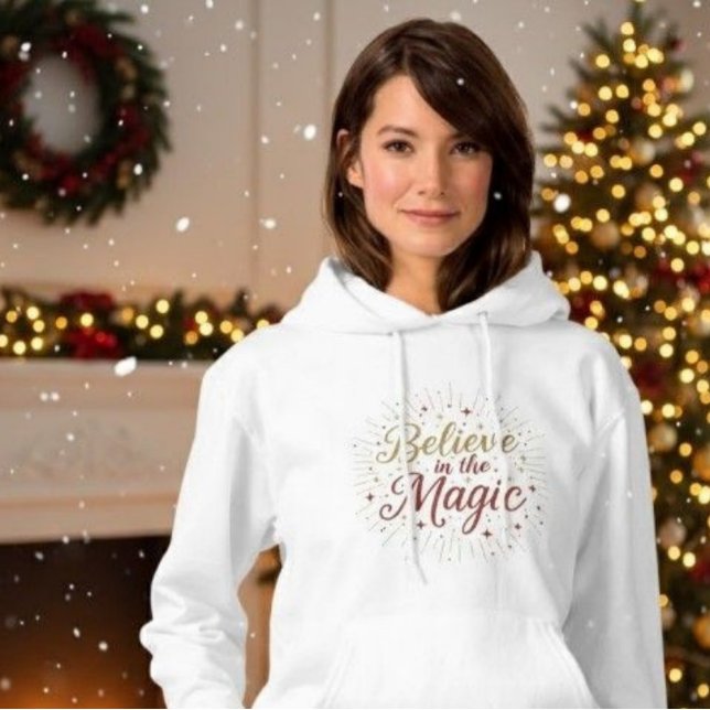 Gold Glitter "Believe in the Magic" Christmas Holi Hoodie (Von Creator hochgeladen)