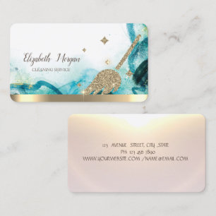 Gold Glitter Besen Abstrakte Visitenkarte