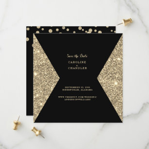 Gold Glitter Bild & B/W Foto Save-the-Date-Karte Save The Date