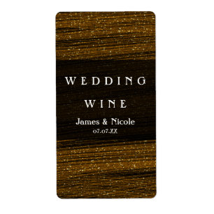 Gold Glitter & Black Sparkle Elegante Wein Etikett