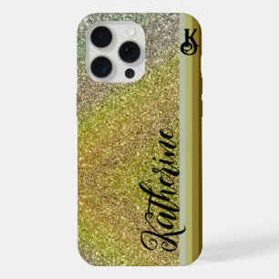Gold Glitter Blush Monogramm Hülle Case-Mate iPhone 15 Pro Max Hülle