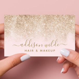 Gold Glitter Blush Pink Moderner Visagist Visitenkarte