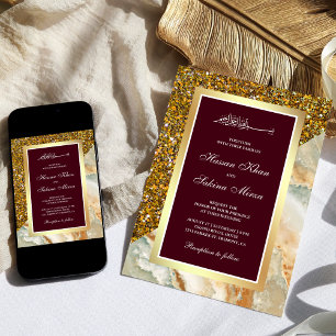 Gold Glitter Braun Marmor Burgunder Muslimische Ho Einladung