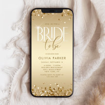 Gold Glitter Brautparty Mobile Einladung