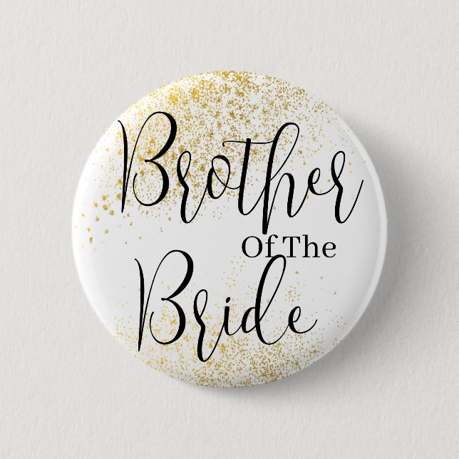 Gold Glitter brother of bride wedding  Button (Vorderseite)