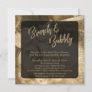 Gold Glitter Brunch & Bubbly Champagner Foto Einladung