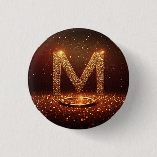 Gold Glitter Buchstabe M Monogramm Geschenk Button