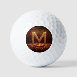 Gold Glitter Buchstabe M Monogramm Geschenk Golfball