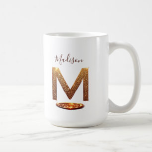 Gold Glitter Buchstabe M Monogramm Geschenk Kaffeetasse