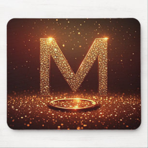Gold Glitter Buchstabe M Monogramm Geschenk Mousepad
