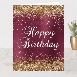 Gold Glitter Burgund Foil Frohe Geburtstag Karte