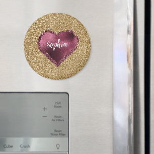 Gold Glitter Burgunderrot Herz Liebe Magnet