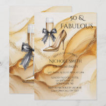 Gold Glitter Champagner 50 & Fabulous Geburtstag