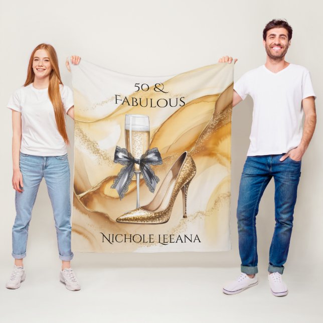 Gold Glitter Champagner 50 & Fabulous Geburtstag Fleecedecke (Beispiel)