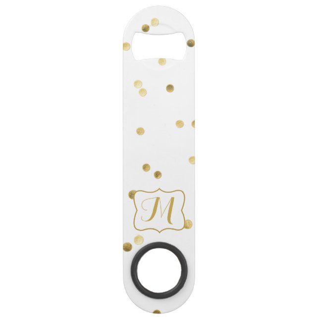 Gold Glitter Confetti Dot Polka Nail Bottle Opener Speedflaschenöffner (Vorderseite)