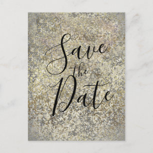 Gold Glitter Crackle Moderne Chic Hochzeitseinladu Ankündigungspostkarte