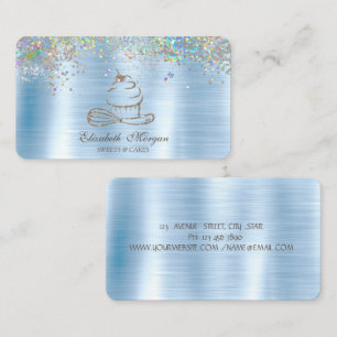 Gold Glitter Cupcake Konfetti, Metallic Blau Visitenkarte