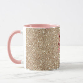 Gold Glitter Deer Red Bows Tasse