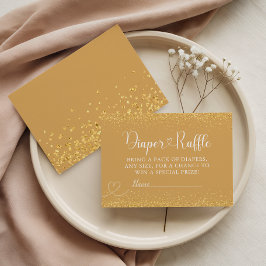 Gold Glitter Diaper Raffle Luxe Heart Script Begleitkarte
