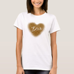Gold Glitter DIVA Herz Glamour Tank Top Shirt
