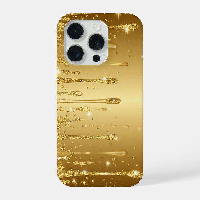 Gold Glitter Drip funkelndes weibliches ästhetisch iPhone Hülle (Rückseite)