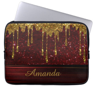 Gold Glitter Drip Red Sparkle Electronics Bag Laptopschutzhülle
