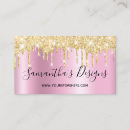 Gold Glitter Drips Pink Shimmer Online Store Visitenkarte