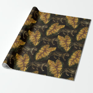 Gold Glitter Dschungel Tiger Muster Geschenkpapier