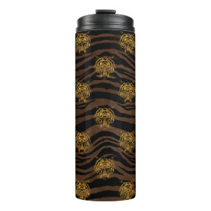 Gold Glitter Dschungel Tiger Muster Thermosbecher