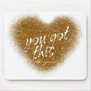 Gold Glitter DU KANNST DAS Glamour Herz Mauspad